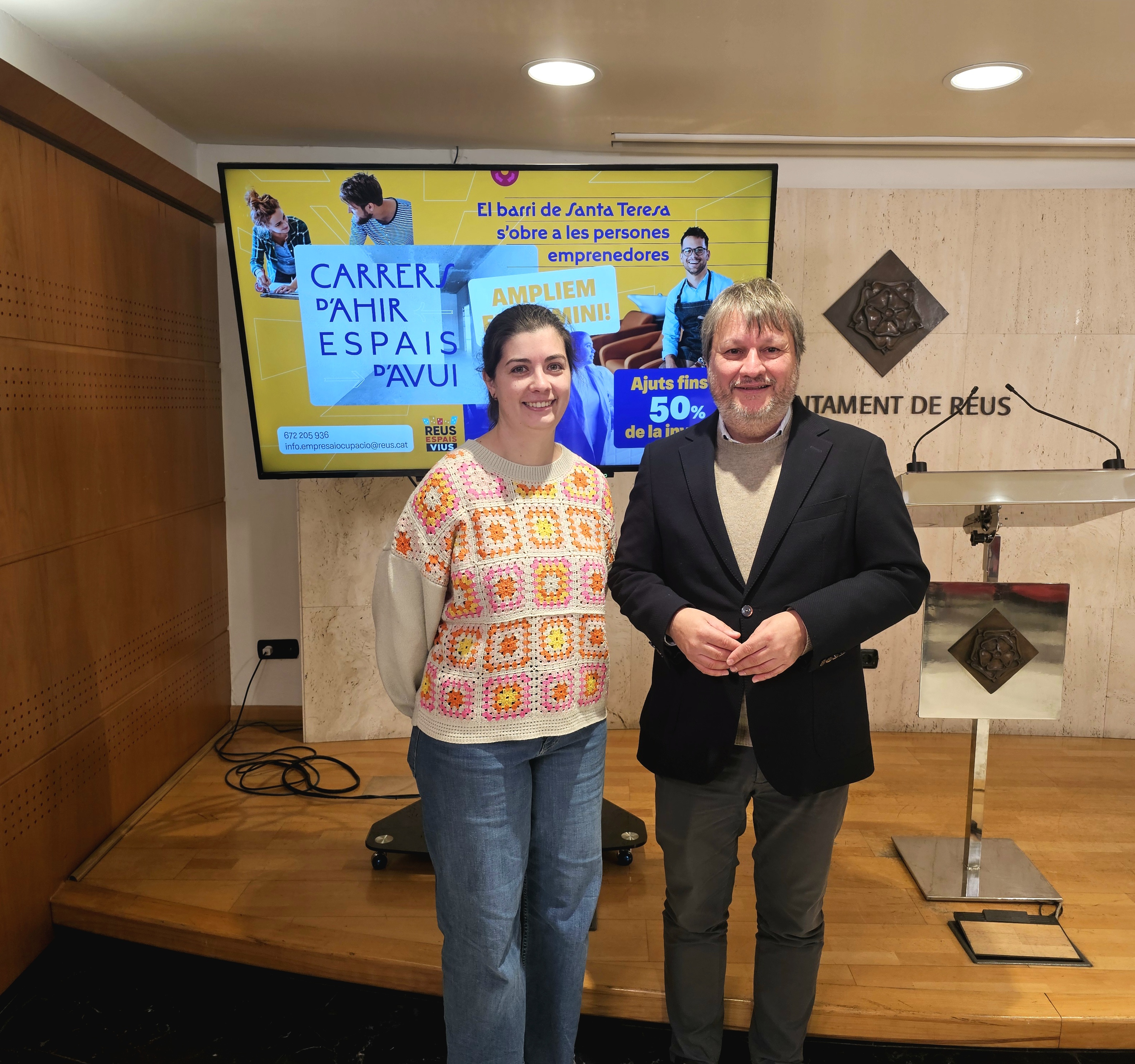 Òscar Subirats, regidor i Rosa Ribas, emprenedora