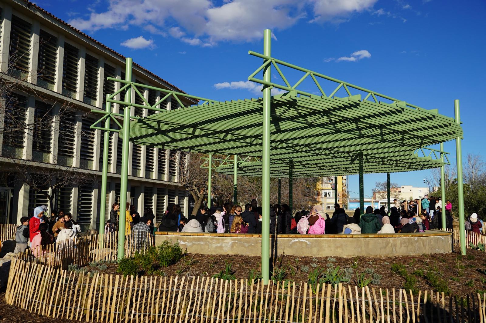Inauguració del refugi climàtic de l'escola Marià Fortuny
