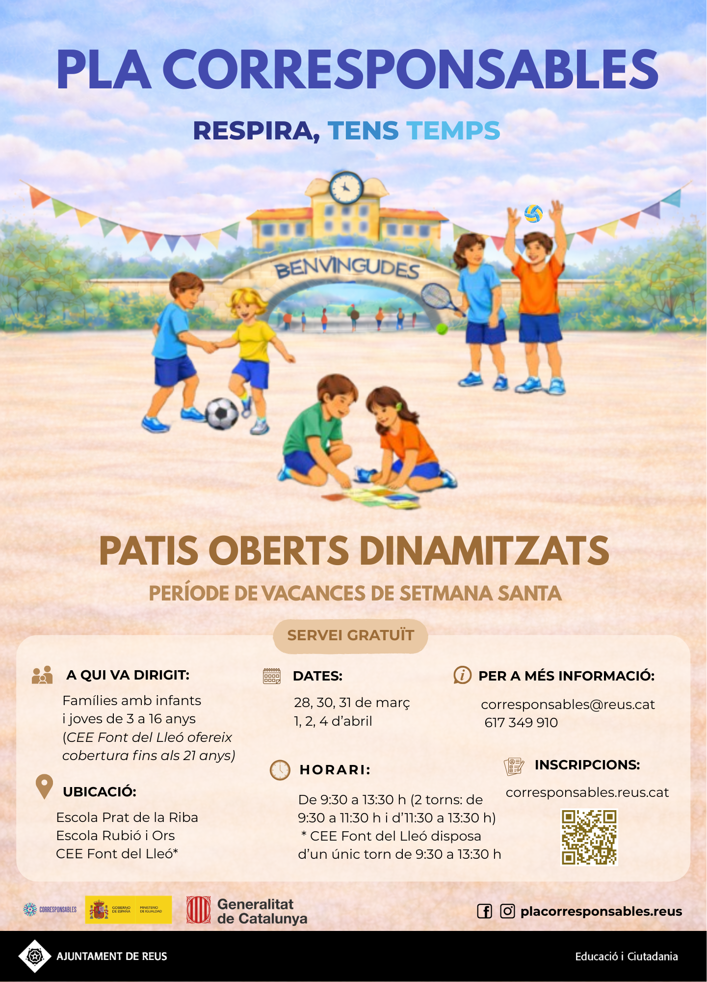 Cartell Patis oberts dinamitzats Setmana Santa 2026