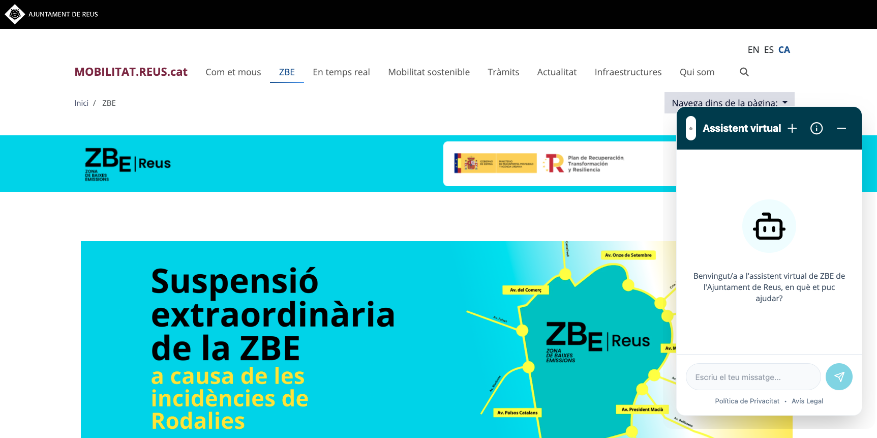 Xatbot al web de la ZBE