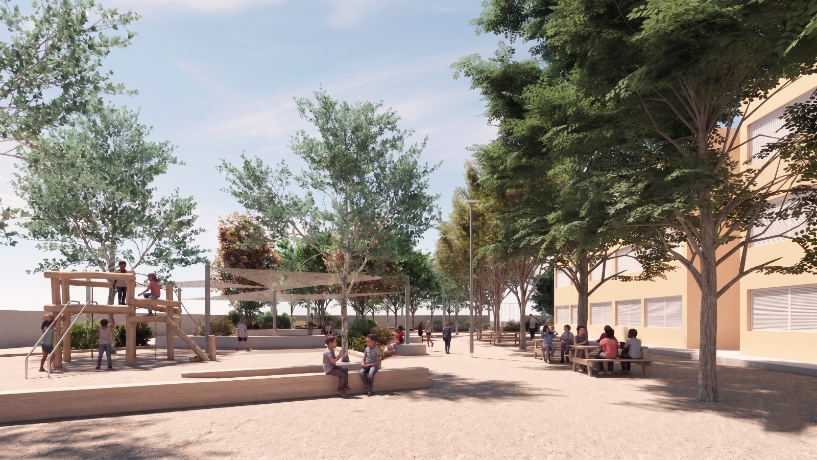 Imatge virtual del projecte de naturalització del pati de l'escola Eduard Toda